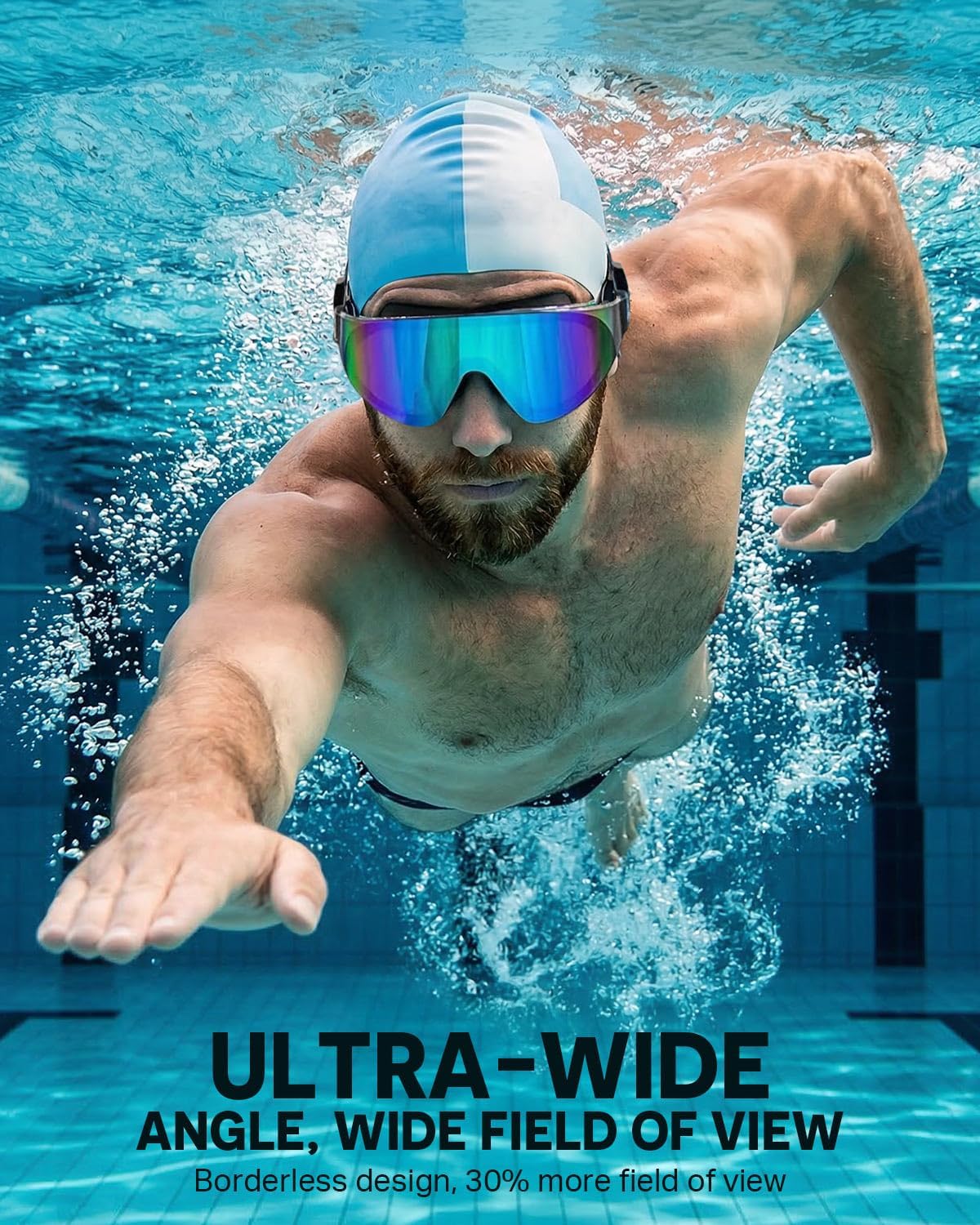Swim Goggles 2 Pack, Rimless Wide View Swimming Goggles for Adult, Anti-Fog UV Leaking Pool Goggles for Men Women - Image 2