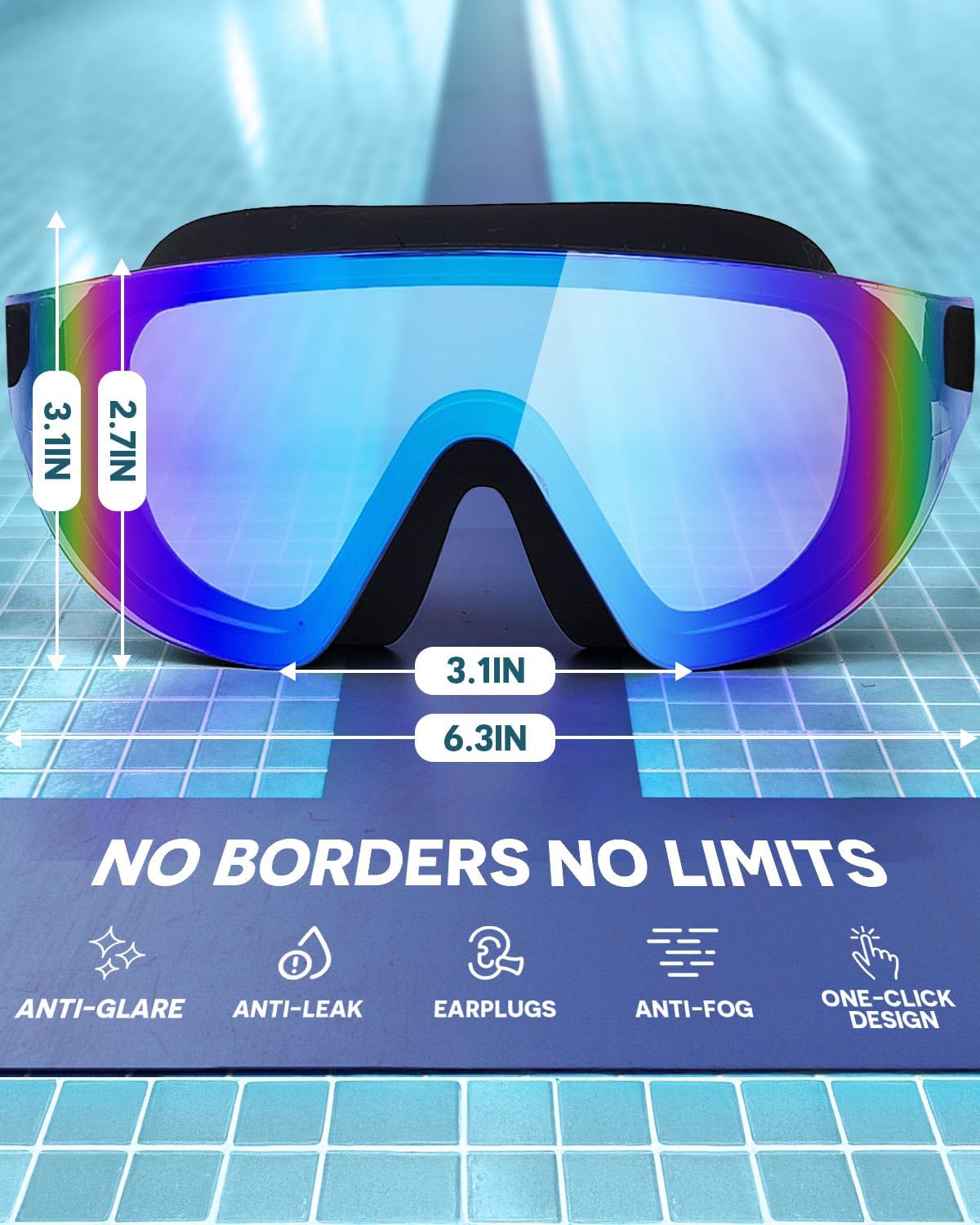 Swim Goggles 2 Pack, Rimless Wide View Swimming Goggles for Adult, Anti-Fog UV Leaking Pool Goggles for Men Women - Image 5