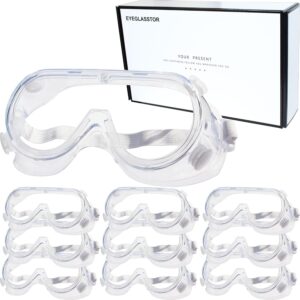 10 Pack Protective Safety Goggle for lab chemistry soft lightweight goggles over prescription glasses Anti-Splash worker construction Eye protection Science Onion Cutting and More White