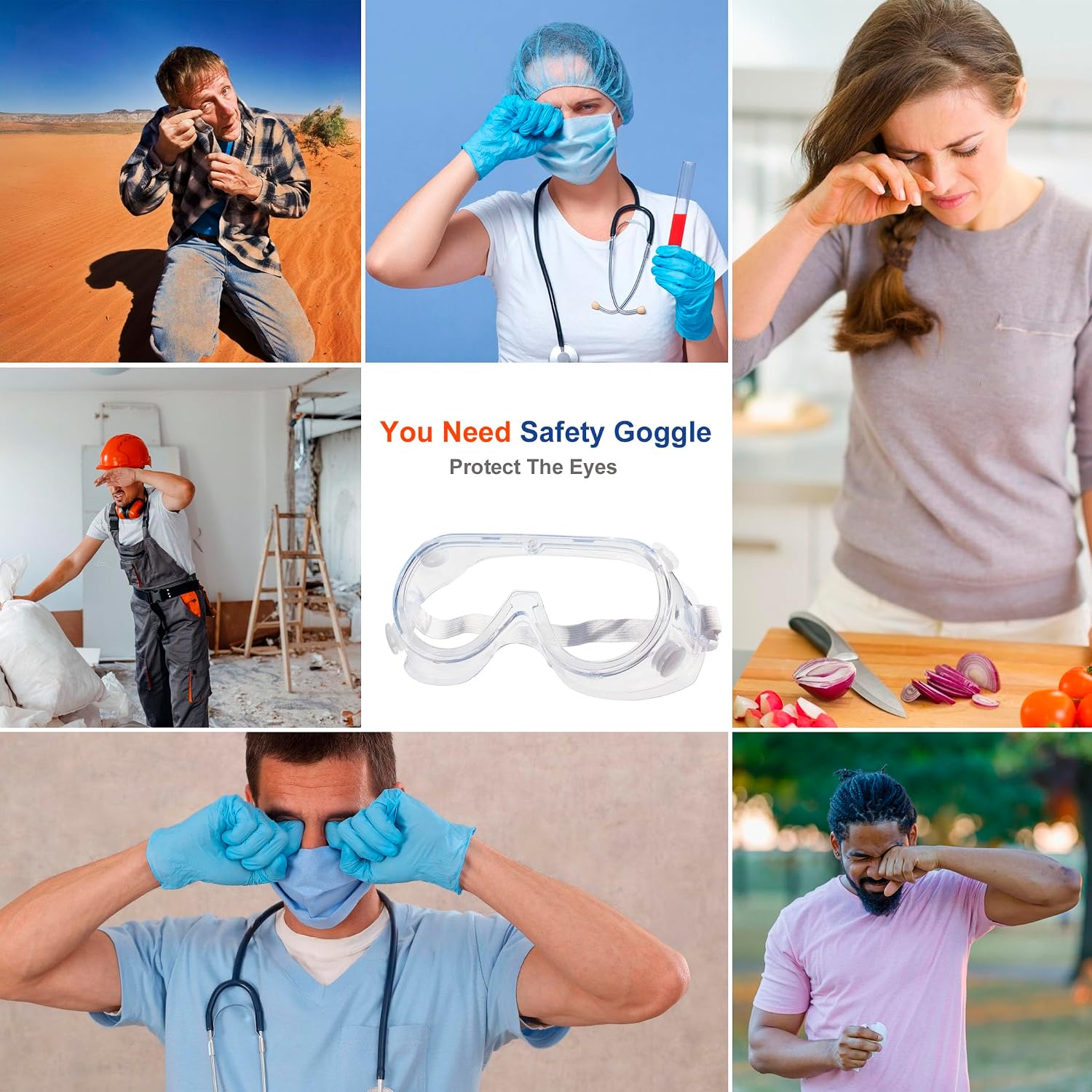 10 Pack Protective Safety Goggle for lab chemistry soft lightweight goggles over prescription glasses Anti-Splash worker construction Eye protection Science Onion Cutting and More White - Image 4