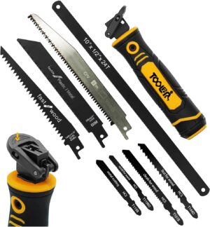 8-In-1 Multi Blades Hand Saw, Drywall, Hacksaw, Jab Saw & Wood Cutter Tool | Blade Quick Change Mechanism, For Cutting Drywall, Wood, Metel, Plastic, Plywood. Lightweight manual saw